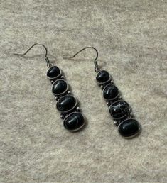 Beautiful black four stone drop earrings Stone Drop Earrings, Jewelry Earrings Dangle, Etsy Earrings, Dangle Drop Earrings, Dangle Earrings, Jewelry Earrings, Drop Earrings, Etsy Uk, Stone