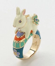 Royalty Dr, Rabbit Ring, Loose Hoodie, Friendship Rings, Anna Sui, Animal Fashion, Enamel Jewelry