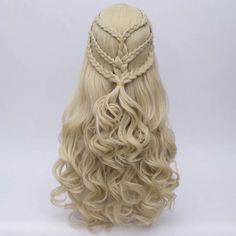 Cosplay Wig Gold Long Wavy Blonde Hair Wigs Halloween Party Costume Wig Targaryen Hair, Game Of Thrones Khaleesi, Pelottava Halloween, Targaryen Cosplay, Daenerys Targaryen Cosplay, Medieval Hairstyles, Undercut Designs, Viking Hair, Cute Braided Hairstyles