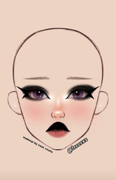 How To Paint A Shirt, Makeup Face Charts Ideas, Makeup Look Drawing, Face Charts Makeup, Makeup Looks Drawing, Makeup Ideas Drawing, Makeup Sketch, Goddess Beauty, Halloweenský Makeup