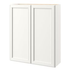 a white kitchen cabinet with two doors