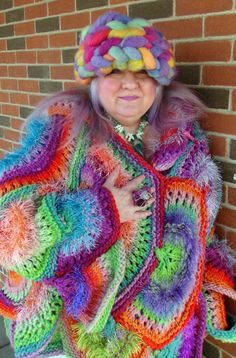 Funky Multicolor Winter Outerwear, Funky Long Sleeve Winter Outerwear, Funky Multicolor Fall Outerwear, One Size Multicolor Knit Outerwear, Colorful Hand Knitted Fall Outerwear, Colorful Knitted Outerwear For Winter, Colorful Crochet Outerwear For Winter, Rainbow Peacock, Beautiful Peacock