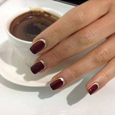 Best 26  reverse french nails you must try this year Reverse Manicure, Manicure Gold, Neon Coral Nails, Reverse French Nails, Manicure Natural, Reverse French Manicure, Gold French Tip, Reverse French, French Tip Manicure