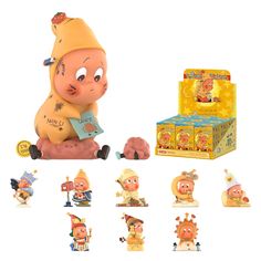 an assortment of cartoon figurines and boxes