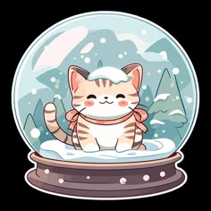 a snow globe with a cat inside it