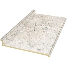 an image of a white marble countertop with gold trimming on the edges and bottom