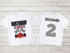 "Racecar Birthday T-Shirt, 2nd Birthday Shirt racecar, Birthday boy race car T-Shirt two Fast Birthday Shirt Birthday Boy Shirt racecar party - Available options for this listing: - White short sleeve / white tee. -Baseball tee / 3/4 sleeve raglan. (Black, pink, red and blue sleeves) -white Baby bodysuit short sleeve Please read all the info before placing your order. Shirt Sizes NOTE: Due to the volume of sales and the current supply chain situation we are ordering our shirts from different ven Birthday Racer Shirt, Zayn Birthday, Two Fast Birthday Shirt, Mickey Roadster Racers, Two Fast Birthday, Bodysuit Short Sleeve, Birthday Boy Shirt, 2nd Birthday Shirt, Car T Shirt