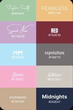 six different font styles and colors