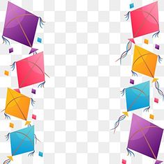 colorful kites flying in the sky on a transparent background png clipart free for personal use