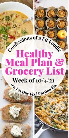 healthy meal plan and grocery list for week of 4 / 21