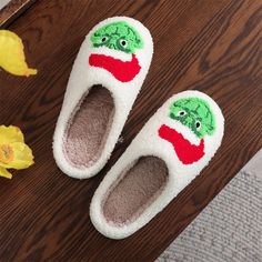 279473697562034176 Winter Slippers With Plush Lining And Round Toe, Super Soft Winter Slippers With Round Toe, Winter Indoor Slippers With Plush Lining, Winter Slippers With Flat Heel, Closed Toe Winter Indoor Slippers, Casual Christmas Slippers With Round Toe, White Soft Sole Slippers For Winter, Winter Non-slip Indoor Slippers, Non-slip White Slippers For Winter