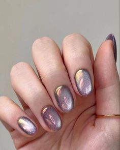 Summer Cat Eye Nails, Nail Designs Trends, Best Nail Designs, Aurora Nails, Eye Nails, Galaxy Nails, Metallic Nails