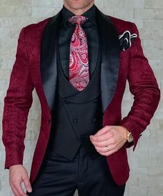 Spring Hoodie, Groom Tuxedo, Vest And Tie, Suits Clothing, Red Suit, Fashion Suits For Men, Tuxedo Jacket