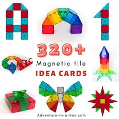 Magna-Tile Idea Bundle: Ultimate Collection 320+ Cards by Adventure in a Box Magnatile Printables Free, Magnetic Blocks Ideas For Kids, Magnetic Tiles Printables, Magnatiles Ideas Printable, Magna Tiles Printables, Magnatiles Printables Free, Magnatiles Ideas, Picasso Tiles, Morning Bins