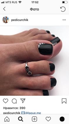 Black Toenails With Rhinestones, Black Pedicure With Rhinestones, Black Toe Nails With Rhinestones, Black Toenail Designs Pedicures, Black And Silver Toes, Gothic Pedicure, Black Toenails With Design, Black French Tip Toes With Rhinestones, Black And Silver Toe Nails