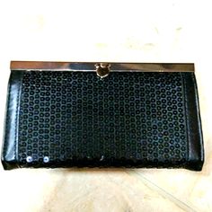 Black With Silver Accent, Accordion Style. Betsey Johnson Wallet, Card Case Wallet, Black Leather Wallet, Black Caviar, Leather Bifold Wallet, Kate Spade Wallet, Silver Jeans, Card Holder Wallet, Chanel Black