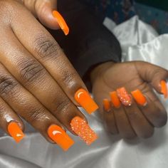 Orange Nail Inspiration, Acrylic Toe Nails, Colored Acrylic Nails, Work Nails, Short Square Acrylic Nails, Long Acrylic Nails Coffin