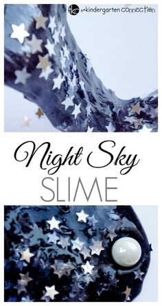 a book cover with stars on it and the title night sky slime