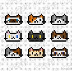 cross stitch pattern with different types of cats