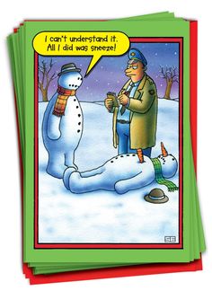 a snowman and a man are talking to each other