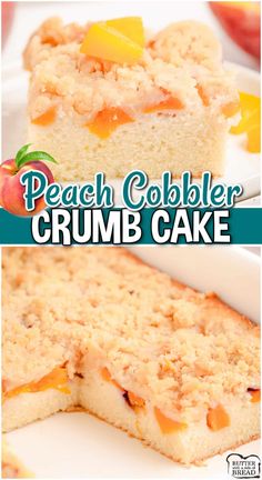 this peach cobbler crumb cake is the perfect dessert for summer