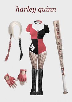 a woman dressed up as harley gumm and holding a baseball bat