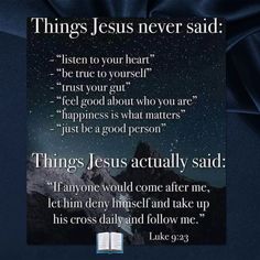 an open book with the words, things jesus never said