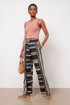 A flowy wide leg adds effortless style to these striped pants by Rails, crafted in lightweight cotton fabric with side pockets and a smocked elastic waist. Wear them from beach day to dinner date with a tank and sandals. Chic Striped Wide Leg Pants For Beach, Chic Striped Bottoms For Vacation, Spring Vacation Pants With Vertical Stripes, Beach Striped Pants With Elastic Waistband, Striped Beach Pants With Elastic Waistband, Beach Wide Leg Bottoms With Vertical Stripes, Beach Bottoms With Vertical Stripes And Wide Leg, Casual Striped Wide Leg Pants For Vacation, Chic Striped Wide Leg Pants For Vacation