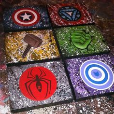 the avengers coasters are painted with different colors