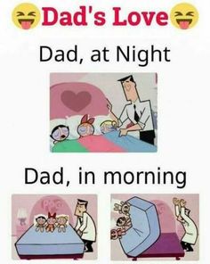 dad's love dad at night dad in morning and dad in bed cartoon character