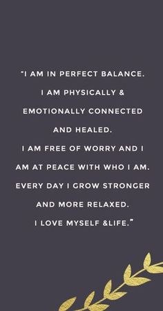 a great affirmation to say on a daily basis for your self care | self love practice. Balance Yoga, Morning Affirmations, Trendy Quotes, Positive Life, Quotes Positive, Daily Affirmations