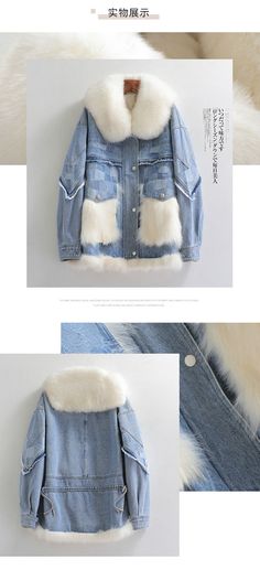 Do you love making a long-lasting style impression everywhere you go? Then, try out this warm denim jacket. With a denim construction and contrast fur patchwork in the collar and pocket, this women's jacket makes for a smart winter wardrobe investment. Don't regret it later. Go, grab it now!

Specifications




Type: Wide-waisted

Thickness: Thick （Winter)

Style: Thick Warm Fur

Style: Office Lady

Sleeve Style: Regular

Sleeve Length(cm): Full

Season: Winter

Place Of Origin: China (Mainland) Short Coats, Denim Patchwork, Style Office, Fur Fashion, Short Coat, Office Lady, Season Winter, Fox Fur, Office Ladies