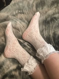 Add a little flair to your wardrobe with white frilly socks! Our fishnet heart patterned ruffles will make your outfit look unique and stylish, while the long white lace socks provide a soft, comfortable feel. Whether you're dressing up for a special occasion or just want to add a little fun to any look, these white lace socks will make you look and feel your best! These cute and coquette socks are the perfect addition to any outfit, adding a touch of fun and femininity to your wardrobe.The whit Coquette Socks Aesthetic, Cute Frilly Socks, Fairycore Socks, Ruffle Socks Aesthetic, Lace Socks Aesthetic, Frilly Socks Aesthetic, Black Frilly Socks, Diy Lace Socks, Socks Coquette