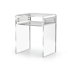 an acrylic glass desk with two drawers