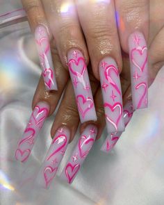 Lunar Nails, Candy Heart Nails, Y2k Nails Acrylic, Heart Nail Designs, Airbrush Nails, Diy Acrylic Nails, Drip Nails, Gel Nails Diy, Cute Acrylic Nail Designs