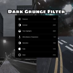 the dark grunge filter is shown in this screenshot