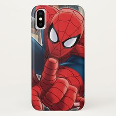 the spider - man phone case has been designed to look like it is holding his hands up