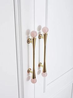 Polished Brass & Stone Pull Door Handles Parisian Decor Living Room, Parisian Bedroom Decor, Gold Door Handles, Gold Cabinet Hardware, Parisian Decor, Gold Door