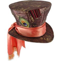 a brown hat with a red ribbon around the brim