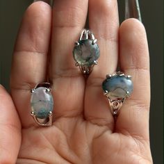 Magical moss agate rings in a variety of sizes! Moss Agate Rings, Agate Rings, Moss Agate Ring, Agate Ring, Moss Agate, Agate, Gems