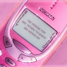 a pink nokia cell phone with the message the person you are trying to reach has moved on