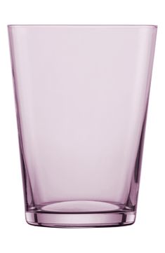 a purple glass is sitting on a white surface with no one around it or in front of it