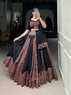 Black Navratri Specials Pure Cotton Printed Full Stitched Lehenga Choli, Lehenga Choli for USA Women,navratri Lehenga,navratri Chaniya Choli - Etsy Mirror Hand Work, Zip Stitching, Lehenga Stitched, Navratri Lehenga, Chaniya Choli Designs, Long Blouse Designs, Choli Dress, Navratri Dress, Cotton Lehenga