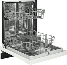 an empty dishwasher with dishes in it