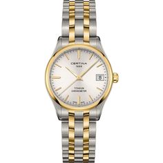 Certina DS-8 LADY Chronometer Two Tone 30mm Quartz Watch | Titanium Certina Watches, Titanium Quartz, Two Tone Watch, Stainless Steel Bracelet, Silver Watch, Rolex Watches, Smartwatch, Quartz Watch, Gold Watch