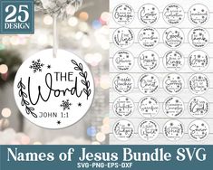 the name of jesus bundle svg files for christmas ornament designs and other items