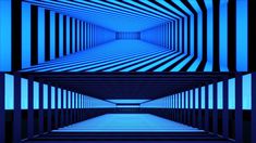 an abstract blue and black background with vertical lines in the center that create a tunnel