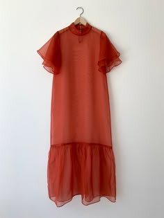 Barre Dress – Kamperett Dress Organza, Tiered Sleeve, Mode Kimono, Rust Dress