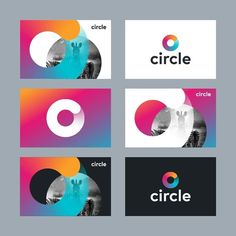 four different logos designed for circle