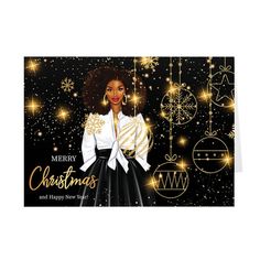 Black Christmas Cards | Cute African American Woman Get ready for the holiday season with these beautiful cards for African American families and friends! The card(s) includes vibrant and beautiful designs with envelope(s). These high quality paper cards come pre-folded, packed in cello sleeves per Christmas Cards Cute, Black Christmas Cards, African American Christmas, Christmas Nostalgia, African American Couples, American Greetings Cards, African American Family, Christmas Photo Props, American Christmas